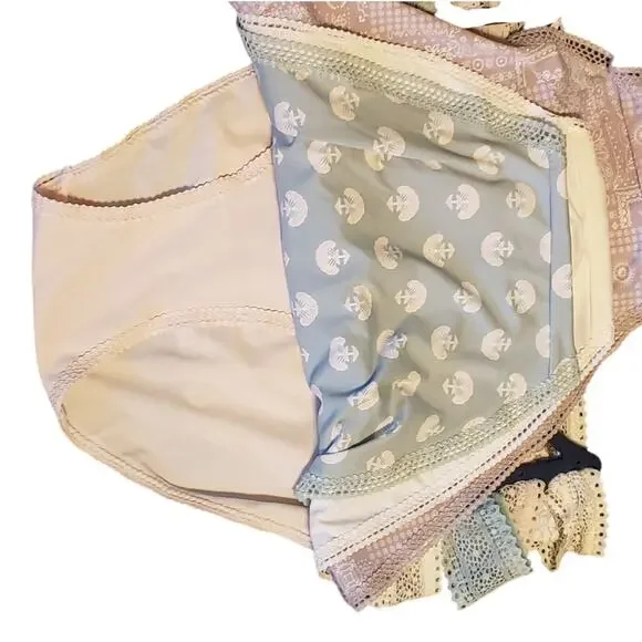 NEW Lucky Brand 5 pk multi color/pattern lace waisted bikinis L‎ - Picture 5 of 8